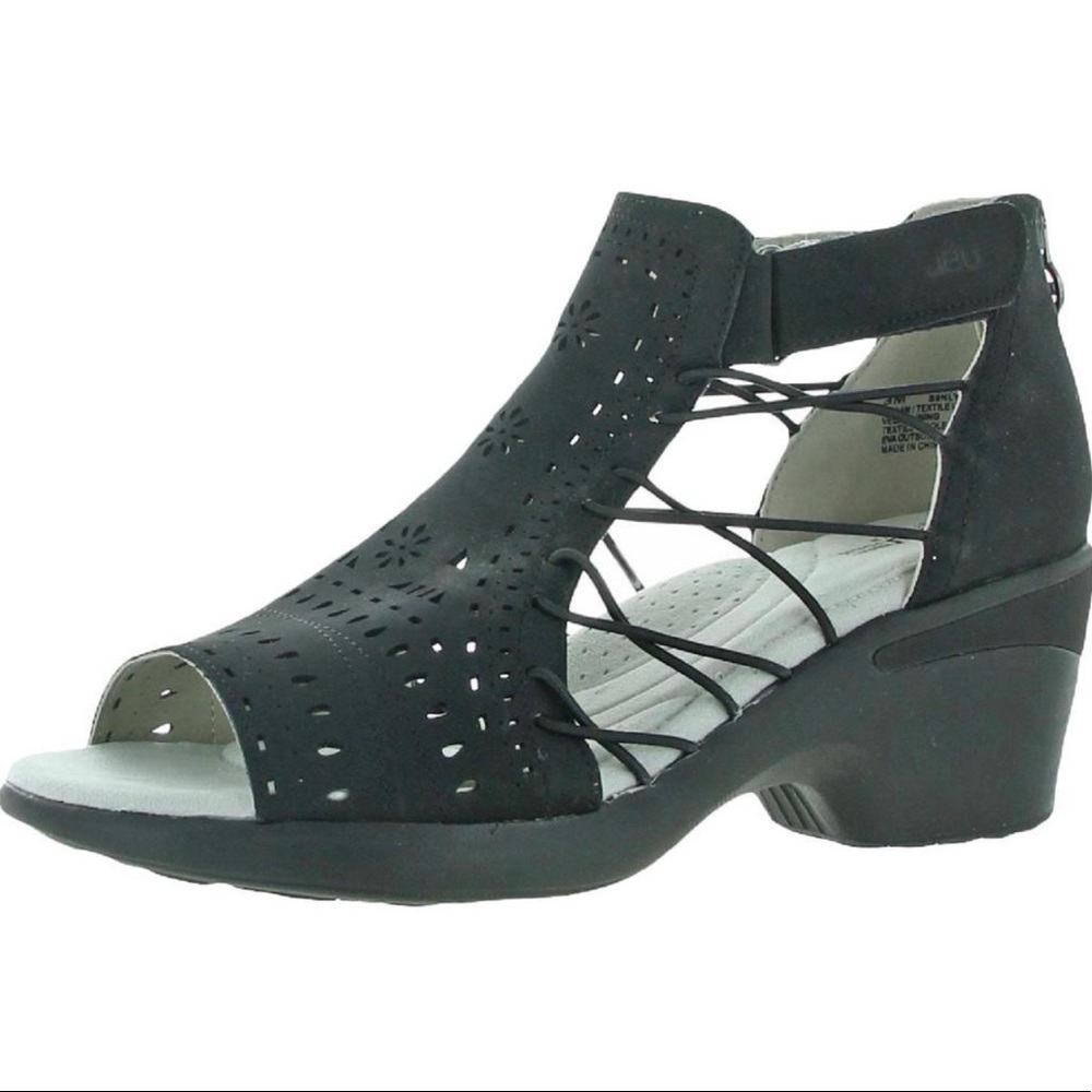 JBU by Jambu Womens Nelly Encore Black Vegan Leather Heel Sandals  Shoes NWT